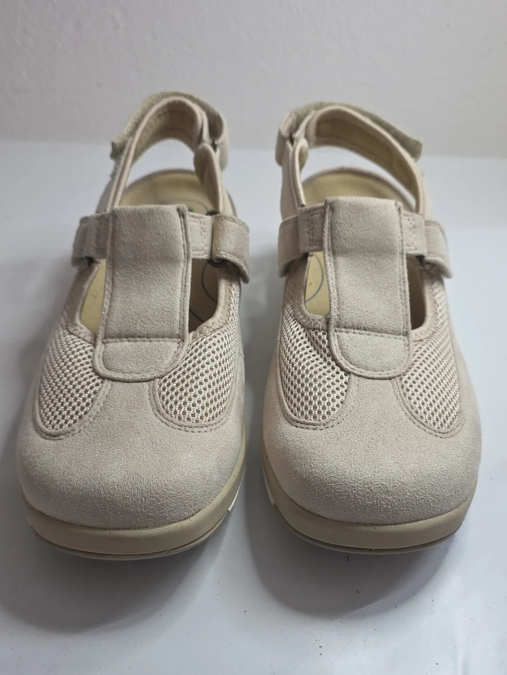 DREW ODYSSEY SLINGBACK ORTHOPEDIC HOOK/LOOP CREAM SUEDE WALKING SHOES LADIES 9.5